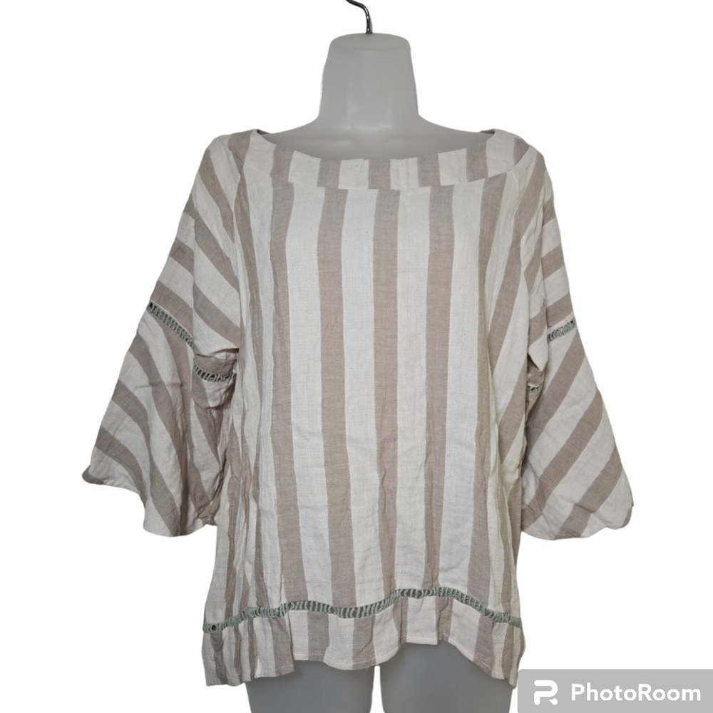 Listicle Med Women Top Flowy Bell Sleeve Gauzy Cotton Spring Easter Summer EUC